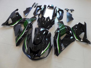 2006-2011 Glossy Black with Green Line Kawasaki ZX14R ZZR1400 Motor Bike Fairings for Sale