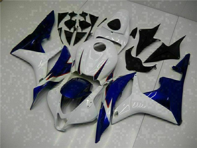 2007-2008 White Blue Honda CBR600RR Replacement Motorcycle Fairings for Sale