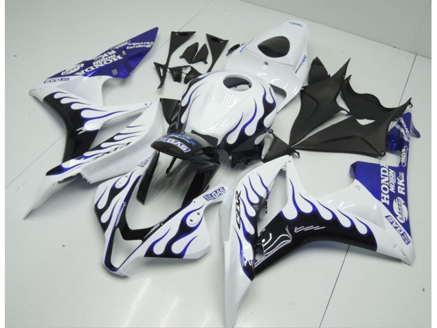 2007-2008 White Blue Flame Honda CBR600RR Bike Fairings for Sale