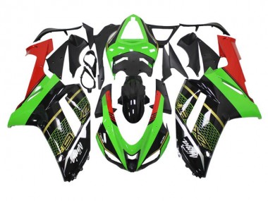 2007-2008 Green Black Kawasaki ZX6R Motorcycle Fairing Kit for Sale