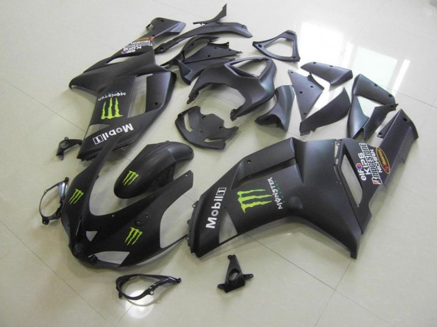 2007-2008 Matte Black Monster Kawasaki ZX6R Moto Fairings for Sale