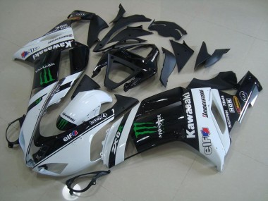 2007-2008 White Monster Kawasaki ZX6R Motorcycle Fairings for Sale