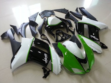 2007-2008 Green Black White Kawasaki ZX6R Motorcycle Fairing Kits for Sale