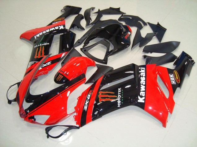 2007-2008 Monster In Red Kawasaki ZX6R Motorcycle Fairing Kit for Sale