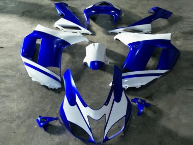 2007-2008 Blue White Kawasaki ZX6R Motorcycle Replacement Fairings for Sale