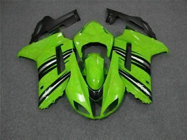 2007-2008 Green Black Kawasaki ZX6R Motorcycle Fairings Kit for Sale