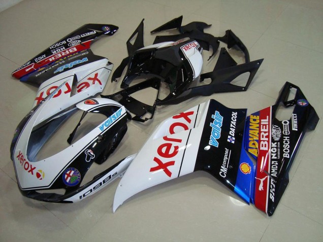 2007-2014 Black Xerox Ducati 848 1098 1198 Motorcycle Replacement Fairings for Sale