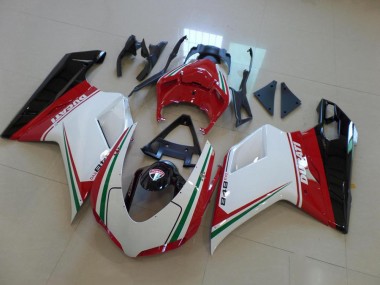 2007-2014 White Red Ducati 848 1098 1198 Bike Fairing Kit for Sale