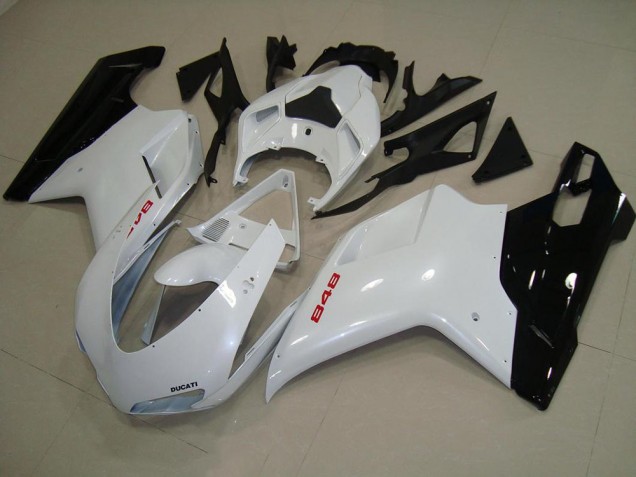 2007-2014 Pearl White Black Ducati 848 1098 1198 Motorcycle Fairing Kits for Sale