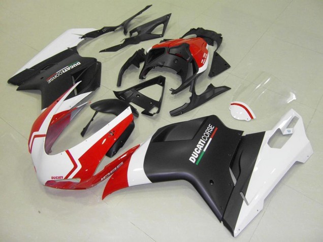 2007-2014 Matte Black White Red Ducati 848 1098 1198 Motorcycle Fairing Kit for Sale