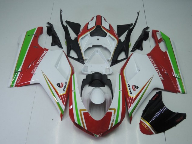 2007-2014 Red White and Green Ducati 848 1098 1198 Replacement Motorcycle Fairings for Sale