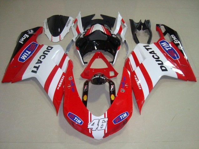 2007-2014 Red White 46 Ducati 848 1098 1198 Motorcycle Bodywork for Sale