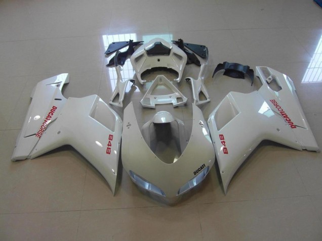 2007-2014 Pearl White Red Decals Ducati 848 1098 1198 Motor Fairings for Sale