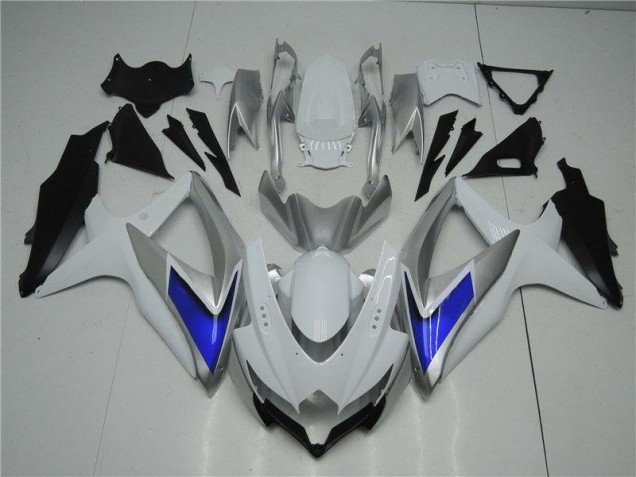 2008-2010 White Silver Blue Suzuki GSXR 600/750 Motorcycle Fairings Kit for Sale