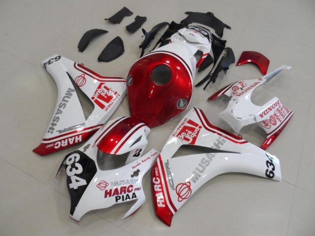 2008-2011 White Red HARC Pro PIAA 634 Honda CBR1000RR Motor Fairings for Sale