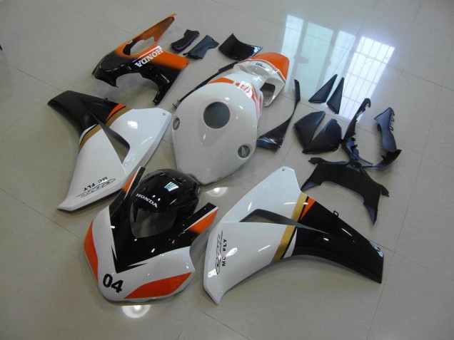 2008-2011 White and Black and Orange Race Honda CBR1000RR Motorcycle Fairing for Sale