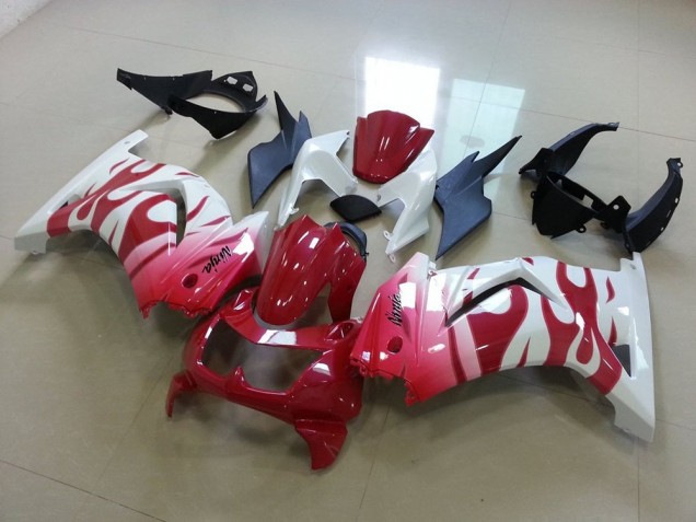 2008-2012 Pink Red Flame Kawasaki ZX250R Motorcycle Replacement Fairings for Sale