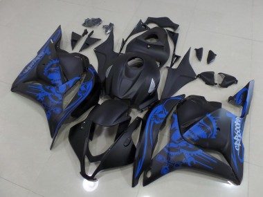 2009-2012 Matte Black Blue Skull Honda CBR600RR Motorcycle Fairings Kit for Sale