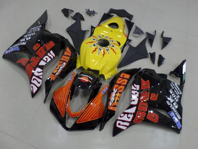 2009-2012 Yellow Rossi Race Honda CBR600RR Motorcycle Fairings Kits for Sale