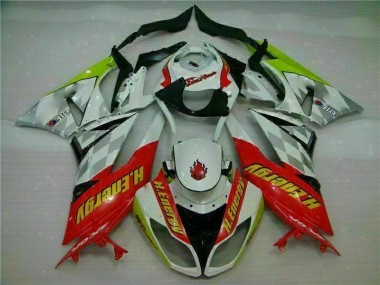 2009-2012 White Red H. Energy Kawasaki ZX6R Motorcycle Fairings Kit for Sale