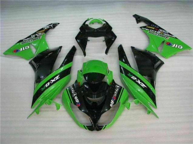 2009-2012 Black Green Kawasaki ZX6R Motorcycle Fairing for Sale