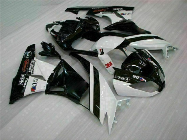 2009-2012 Black White 3M Touch4 Kawasaki ZX6R Bike Fairings for Sale