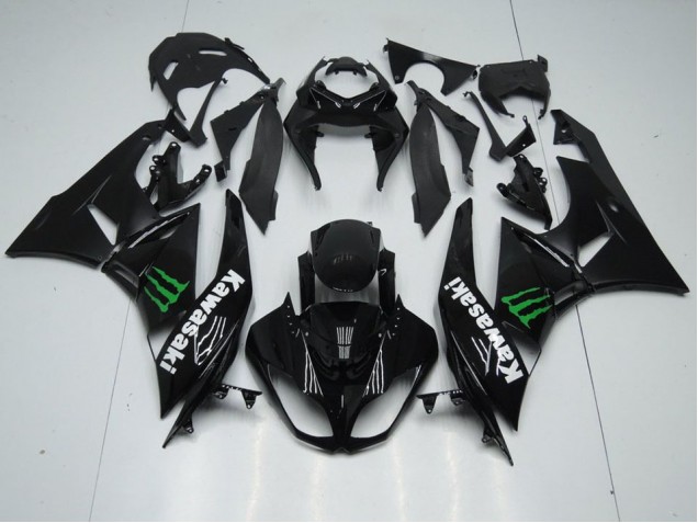 2009-2012 Black with Monster Kawasaki ZX6R Replacement Motorcycle Fairings for Sale