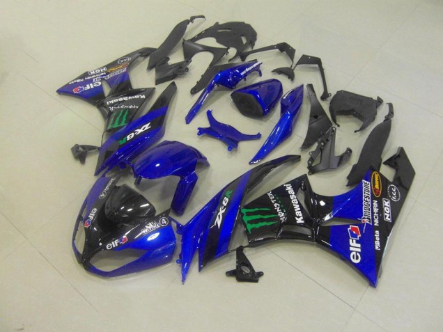 2009-2012 Blue Monster Kawasaki ZX6R Bike Fairing Kit for Sale