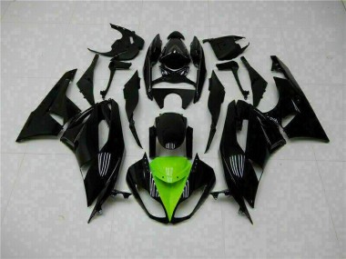 2009-2012 Black Green Kawasaki ZX6R Moto Fairings for Sale