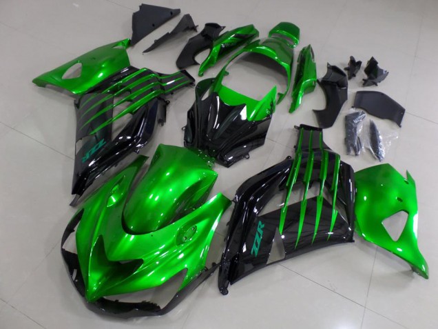 2012-2021 Candy Green and Black Kawasaki ZX14R ZZR1400 Motorcycle Fairings Kits for Sale