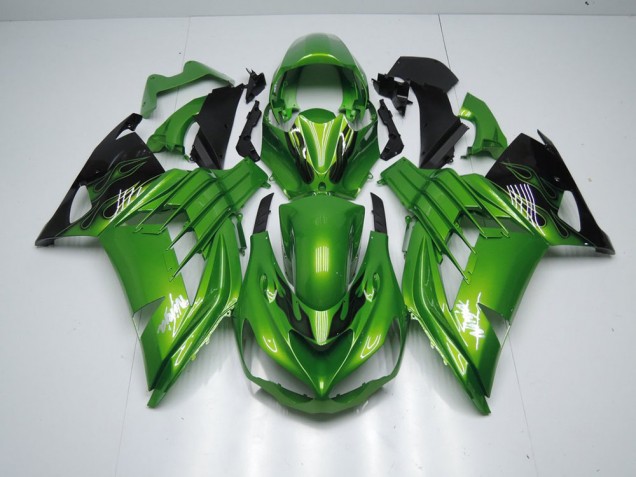 2012-2021 Green Flame Kawasaki ZX14R ZZR1400 Moto Fairings for Sale