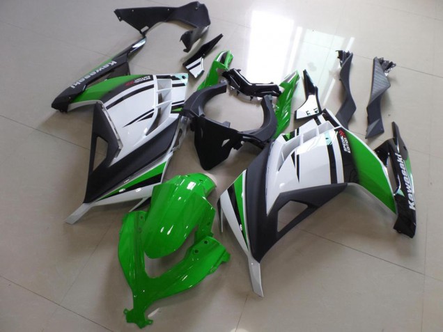 2013-2016 Green Black and White Kawasaki ZX300R Motorcycle Fairing for Sale