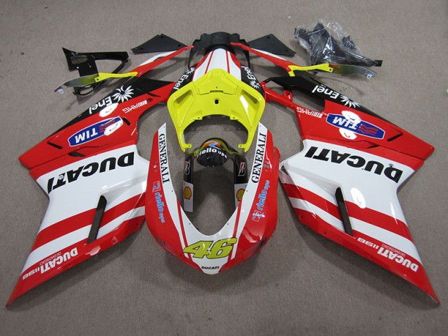 2007-2014 Red White Generali 46 Ducati 1098 848 Motorcycle Fairings for Sale