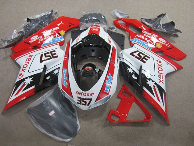 2007-2014 Red White Xerox 357 Ducati 1098 Moto Fairings for Sale