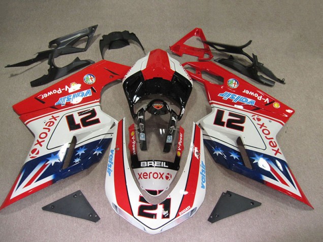 2007-2014 Red White Breil Xerox 21 Ducati 1098 Motorbike Fairings for Sale