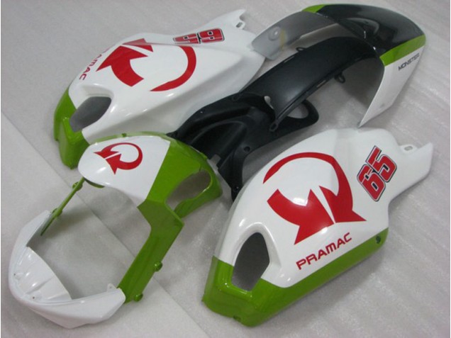 2008-2012 White Red PRAMAC 65 Ducati Monster 696 Motorcylce Fairings for Sale