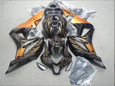 2004-2005 Black Gold Flame Honda CBR1000RR Bike Fairings for Sale