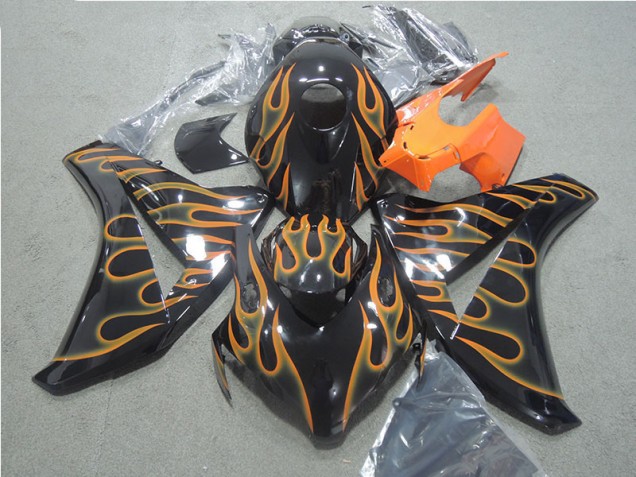 2008-2011 Black Orange Flame Honda CBR1000RR Motorcycle Fairings Kit for Sale