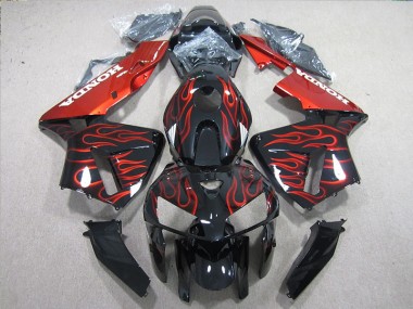 2005-2006 Black Red Flame Honda CBR600RR Motorcycle Fairings Kits for Sale