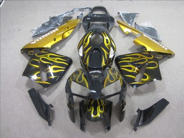 2005-2006 Black Yellow Flame Honda CBR600RR Motorcycle Fairing Kits for Sale