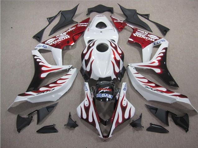 2007-2008 White Red Flame SHARK Honda CBR600RR Replacement Motorcycle Fairings for Sale