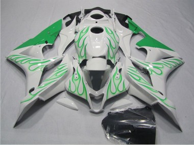 2007-2008 White Green Flame Honda CBR600RR Motorcycle Fairings Kits for Sale