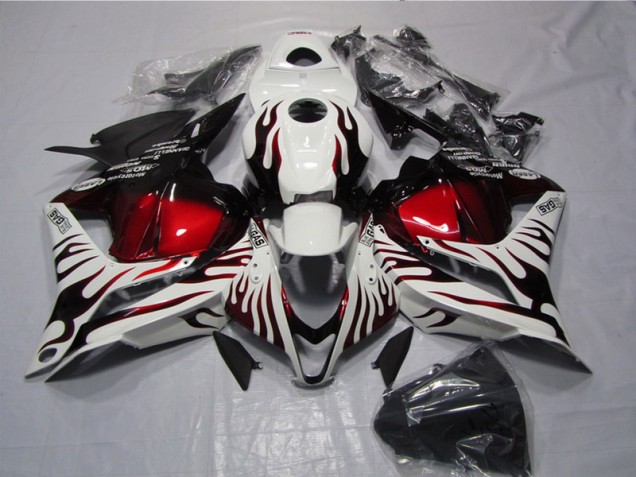 2009-2012 White Black Red Flame Honda CBR600RR Replacement Fairings for Sale