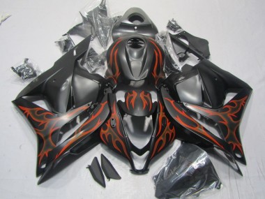 2009-2012 Black Orange Flame Honda CBR600RR Motorcylce Fairings for Sale