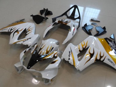 2002-2013 White Gold Flame Honda VFR800 Bike Fairings for Sale