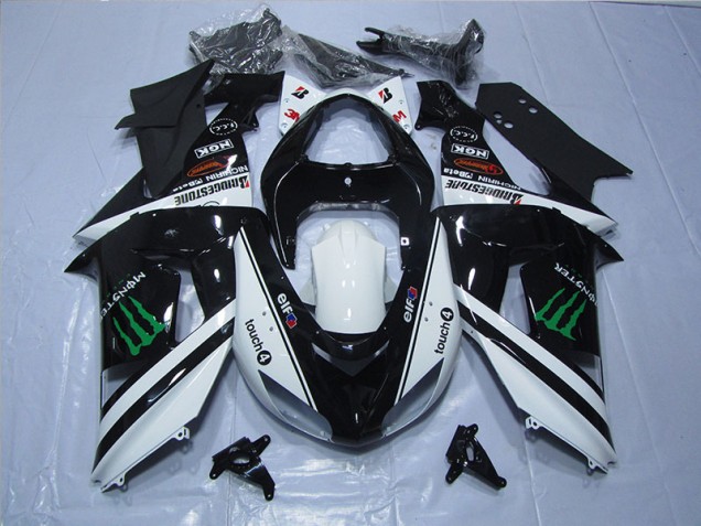 2006-2007 Black White Touch4 Monster Kawasaki ZX10R Motor Fairings for Sale