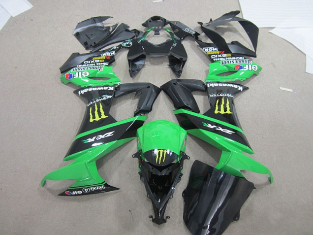 2008-2010 Black Green Monster Kawasaki ZX10R Bike Fairing Kit for Sale