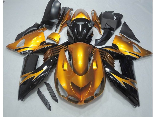 2006-2011 Black Gold Kawasaki ZX14R ZZR1400 Motorcycle Bodywork for Sale