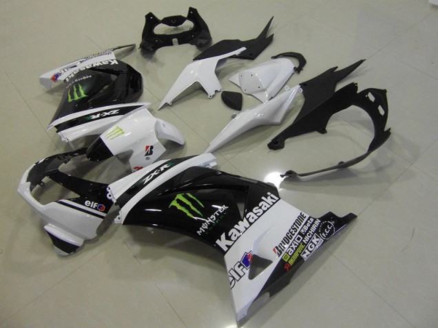 2008-2012 Black White Monster Kawasaki ZX250R Motorcycle Fairings & Bodywork for Sale