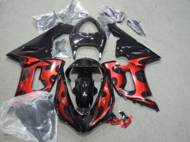 2005-2006 Black Red Kawasaki ZX6R Motorcycle Fairings for Sale